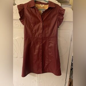 Entro Maroon Ruffled Button-Down Shirt
